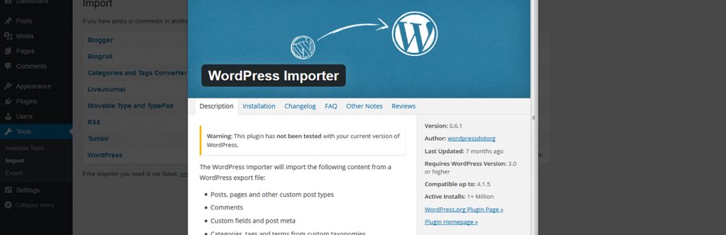 wordpress importer plugin