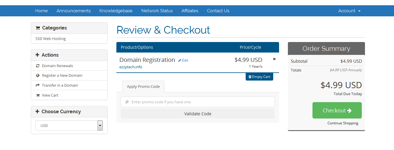 domain checkout